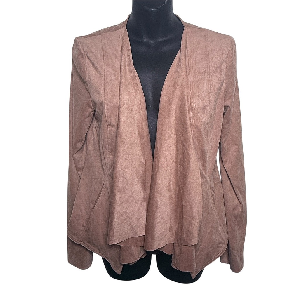 Hutch Women's Pink Suede Drape Front Waterfall Cardigan Jacket Size Small - Picture 2 of 15